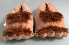 Plush Novelty Animal Paws Slippers L/XL brown with Faux Fur Trim Lounging Casual