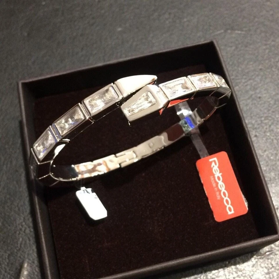 Brazalete Rebecca Italiano Para Mujer Acero Inoxidable Iside Serpiente con Baguette Circonita cúbica Foto 2 de 4