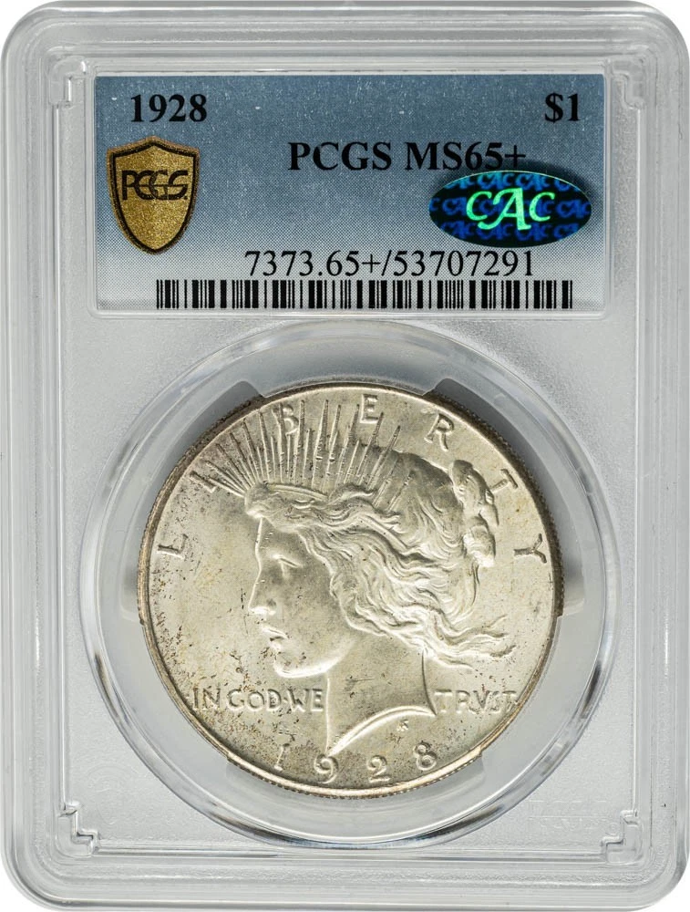 1928 Peace Silver Dollar $ MS65+ Secure PCGS ~ CAC 951228-1