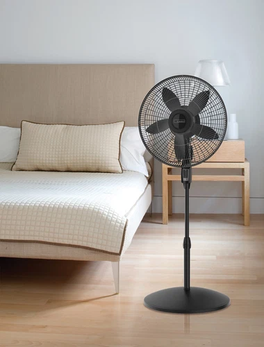 18" 4-Speed 23 ft/s High-Velocity Remote Controlled Pedestal Fan, Black, S18605 - Picture 14 of 15