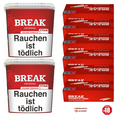 2x Break Original (Red) Volumen Tabak 300g mit 1200 Break Filterhülsen