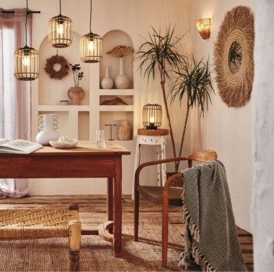 Inspire Pendelleuchte E27 100 cm Lampe Bambus Schwarz Manihi Deckenleuchte TOP!