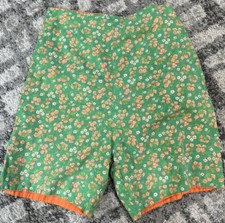 Vintage 50's Womens High Waisted CalicoHandmade Mid-thigh Fitted Shorts XS Pinup