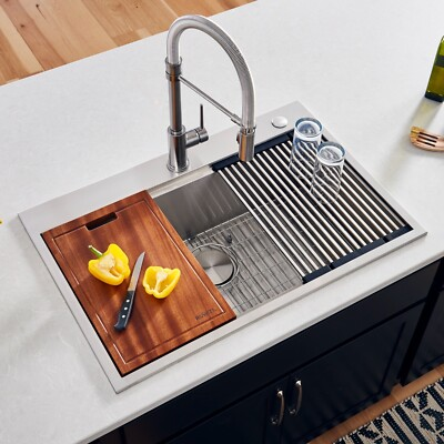 #ad #ad Ruvati 33x22 inch Workstation Ledge Drop in 16 Gauge Kitchen Sink RVH8003 $299.00