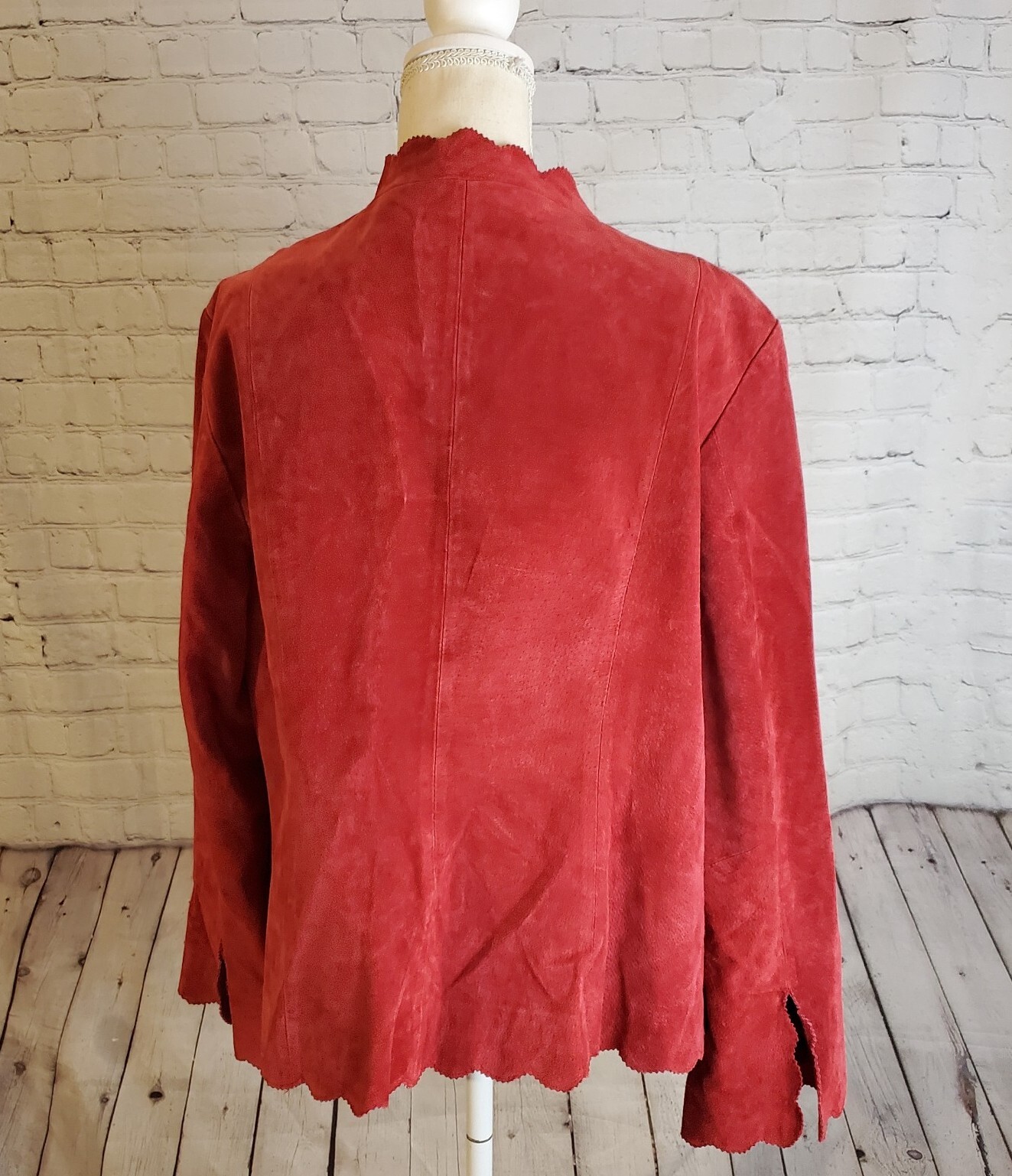 Mark Alan Burnt Orange Scallop Detailed Leather Jacke… Gem