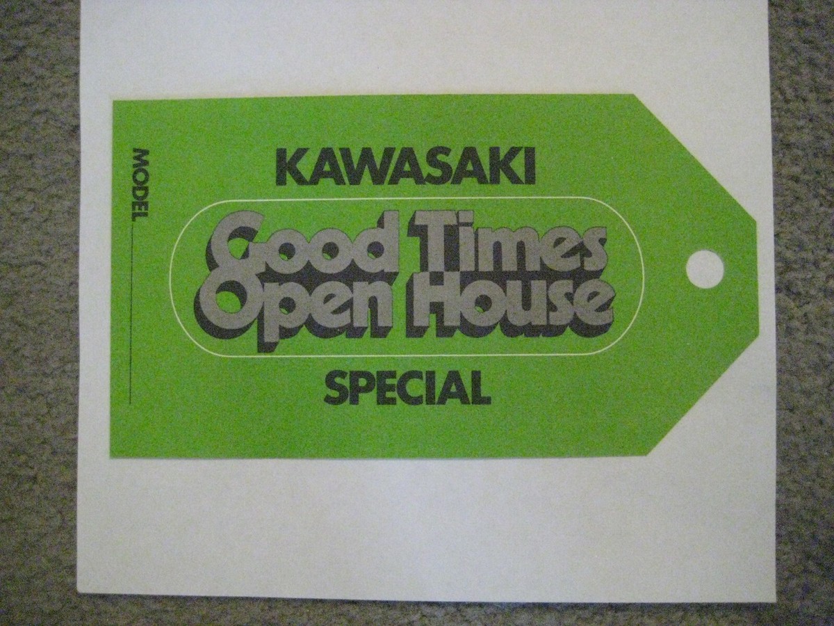 KAWASAKI Z1-R/KZ/KL/KX/KV/KM/KH DEALER HANG TAG FOR 1978 MODELS