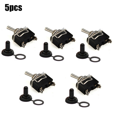 SPST Solid Metal 12V Toggle Switch ON/OFF Single Pole for Marine Automotive 5PCS