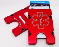 PARAMEDIC, Billet Aluminum Wallet/Credit Card Holder, RFID Protection, red