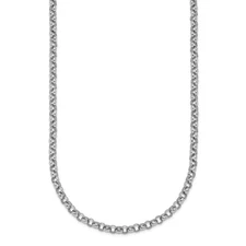 Platinum 3.4mm Solid Rolo Chain Necklace 20" 10.85g Gift for Mother