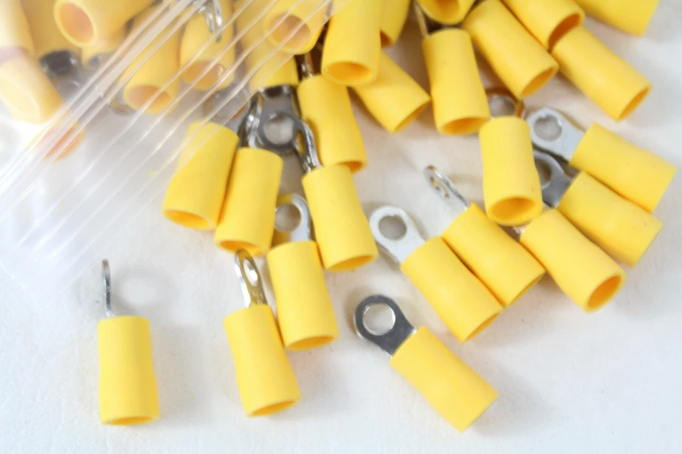 Ring Terminals Yellow 12-10 AWG #8 Hole 125 Electrical Wire Crimp Connectors - Image 3 of 4