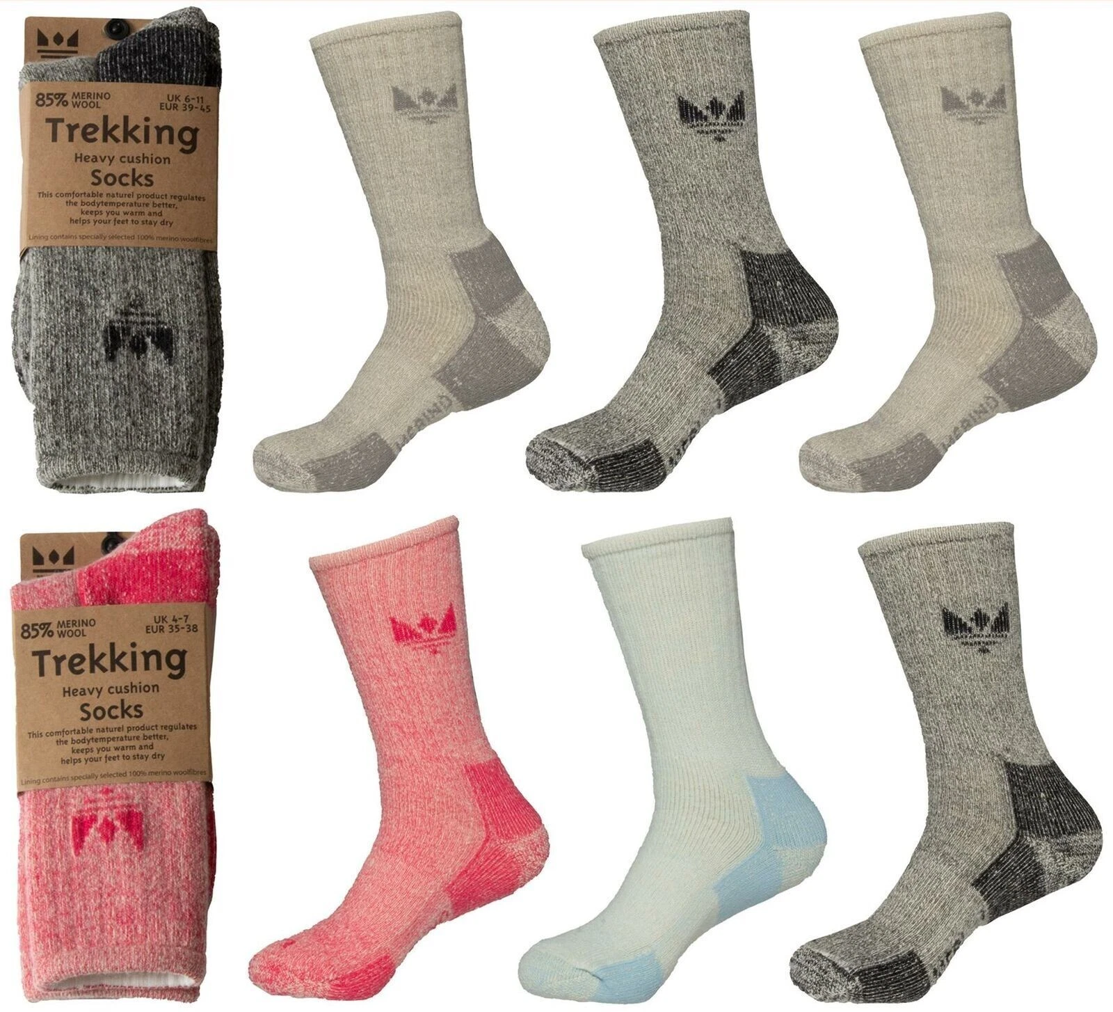 Mens Ladies Trekking Socks Merino Wool Cushioned Socks Walking Outdoor UK 6-11
Opens in a new window
