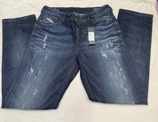 DIESEL MEN'S D.N.A S/S 2016 RELEASE 31X32 DARK DENIM DISTRESSED JEAN