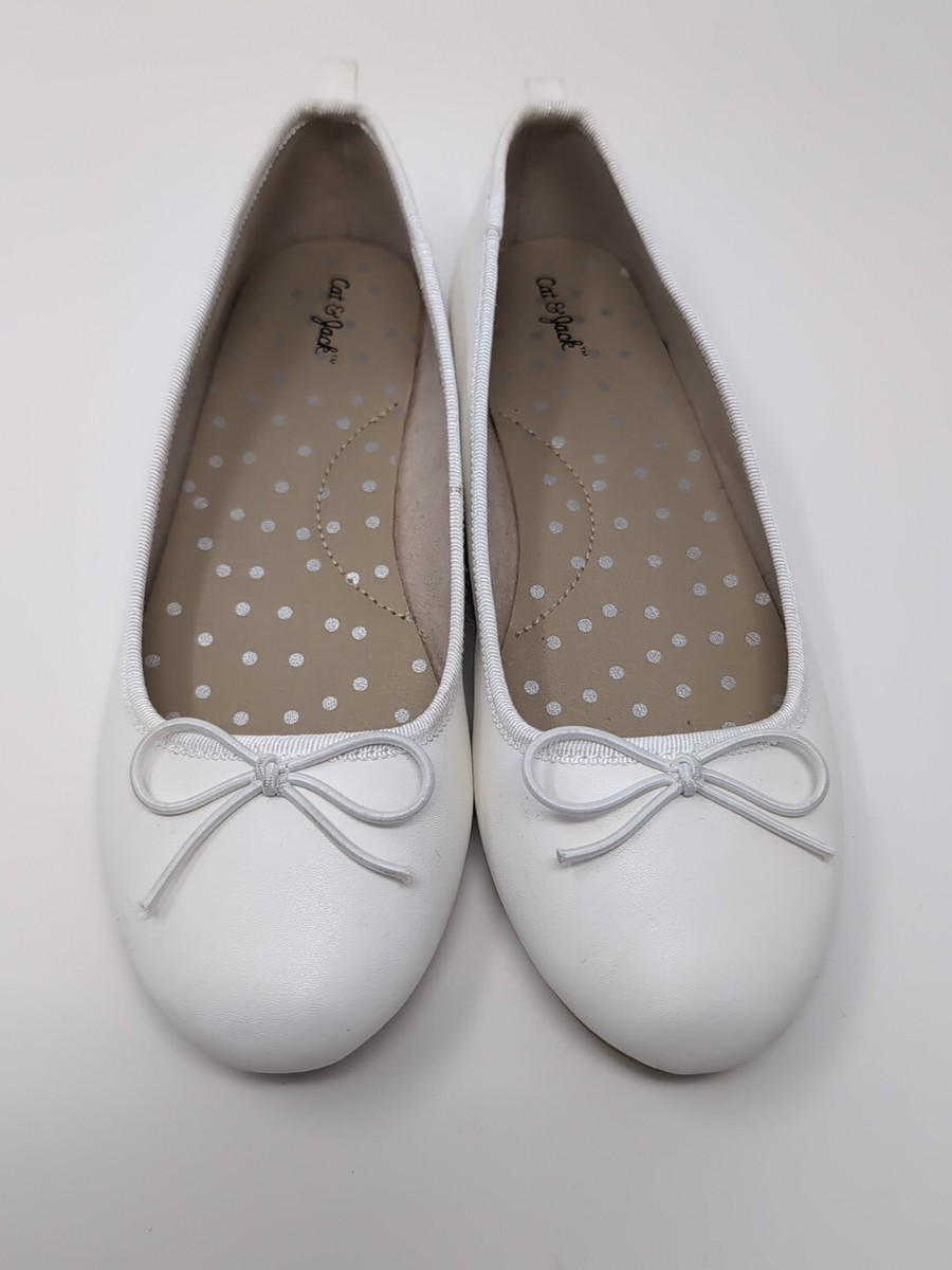 Girls' Diana Slip-On Ballet Flats White Cat Jack SIZE