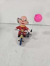 Vintage Wind Up Clown On Tin Trike MTU Made In Korea WORKS. Great Graphics.