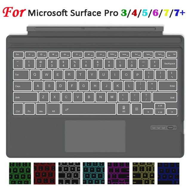 For Surface Pro 7+ 7 3 4 5 6 Bluetooth Keyboard Wireless Backlit Trackpad Cover