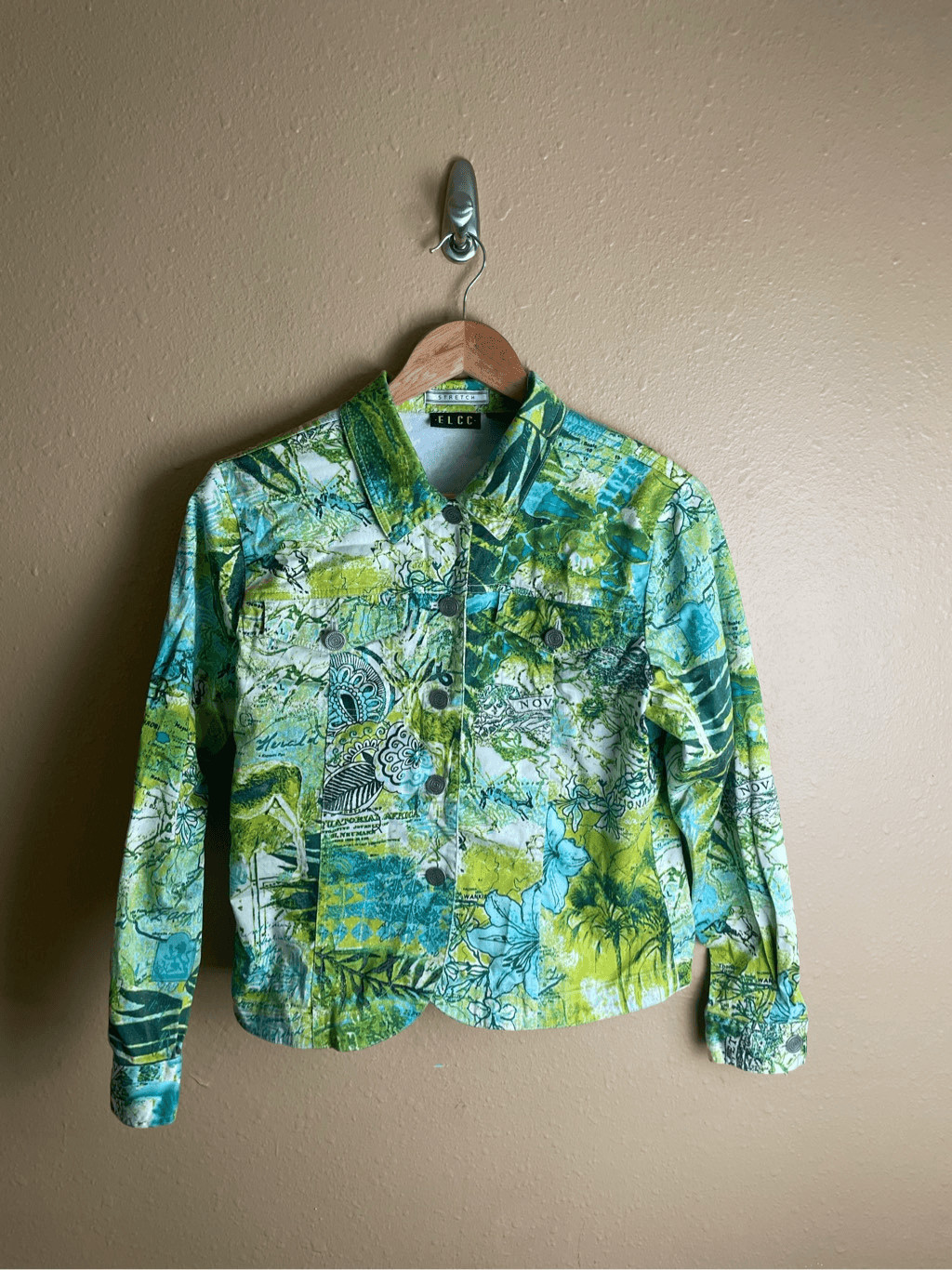ELCC Stretch Buttoned Jacket Overshirt Tropical W… - image 1