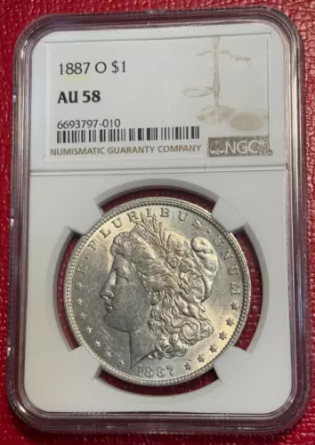 NGC AU58 1887 O MORGAN SILVER DOLLAR COIN-OLD US COIN-MAR805