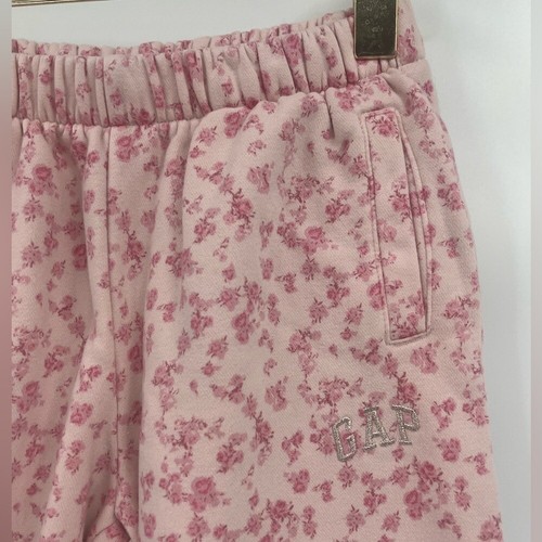 Gap x LoveShackFancy kids pink floral logo joggers pull on pants size m - Picture 3 of 5