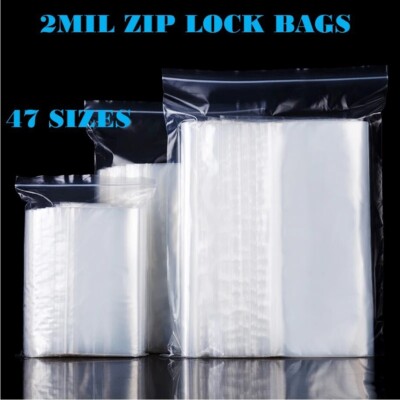 Clear Reclosable Zip Seal Bag Plastic 2 Mil Lock Bags Jewelry Zipper Baggie 2Mil