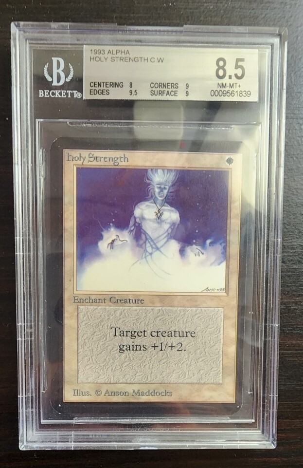1993 MTG Magic The Gathering ALPHA Holy Strength Beckett BGS 8.5 NM MT FREE SHIP