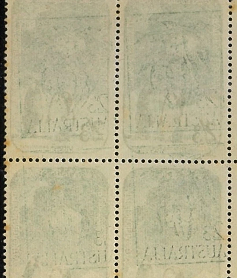 Transferencia de tinta húmeda rara AAT 1959 - bloque de errores 4x2'3 emisiones de estampillas Emperor Penguin Foto 2 de 2