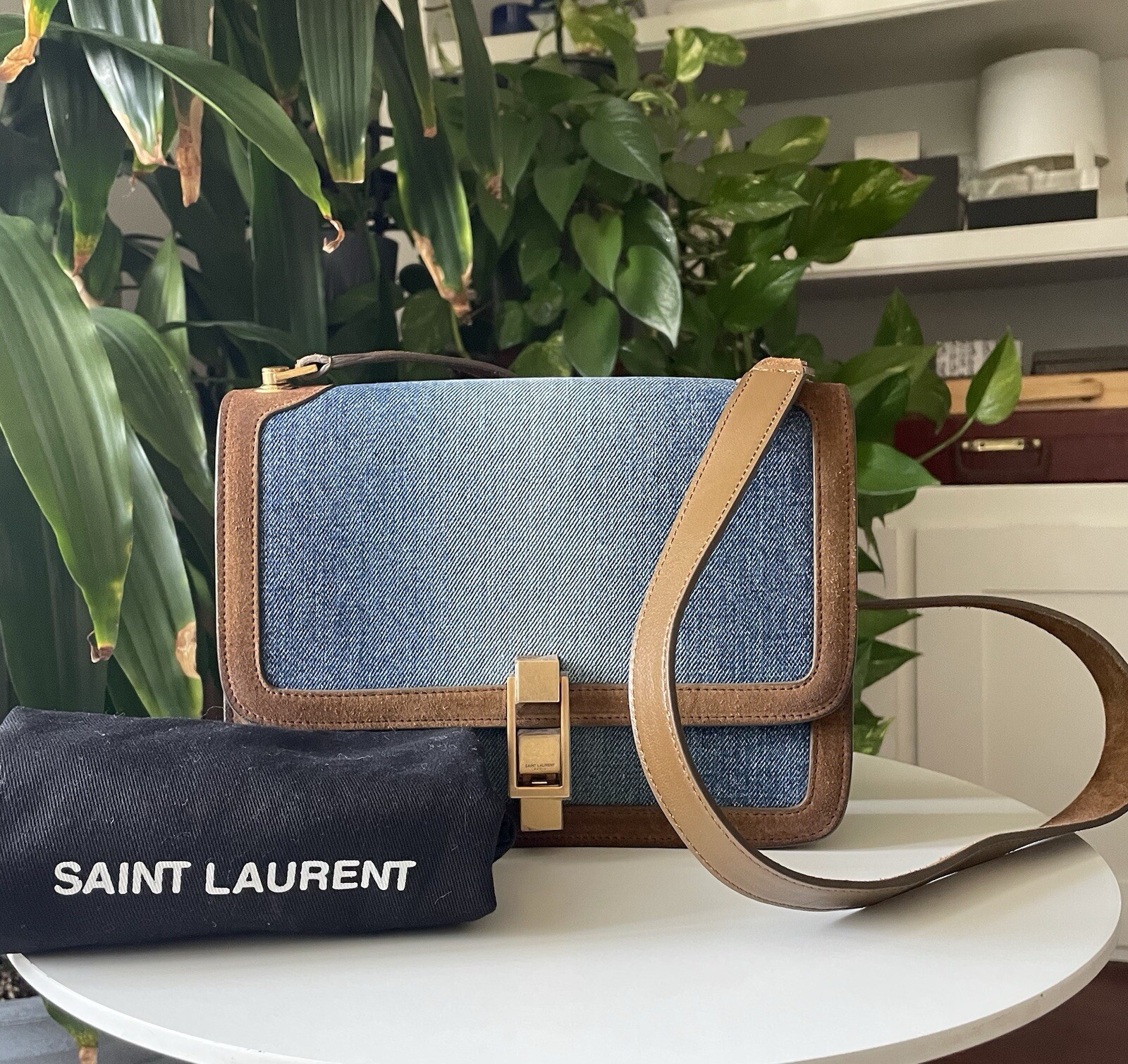 SAINT LAURENT Borsa a tracolla YSL nuova Denim Carre