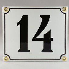 Emailleschild Hausnummer 14 Weiß Schwarz Hausschild Email Emailleschild Geschenk