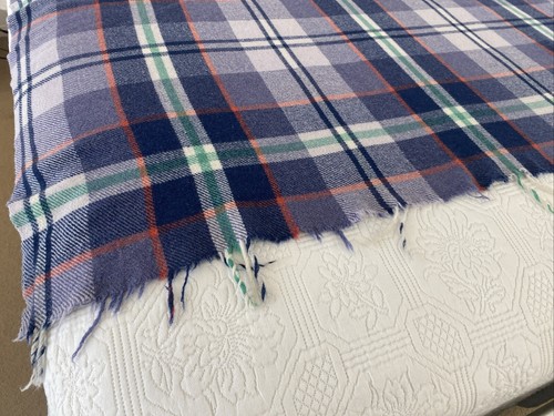 Vintage Wool Throw Picnic Travel Blanket Check 155cm x 150cm Faults Craft Pet - Picture 5 of 19