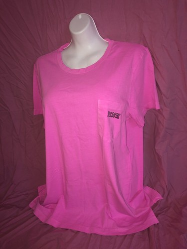 Victoria's Secret PINK Campus S/S Loose Fit Tee Shirt Bright Neon Large XL New - Picture 3 of 7