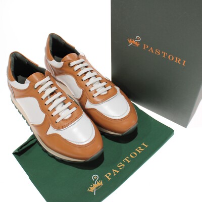 Pastori NWB Thrax Casual Sneakers Size 42 US 9 in Brown & White Leather