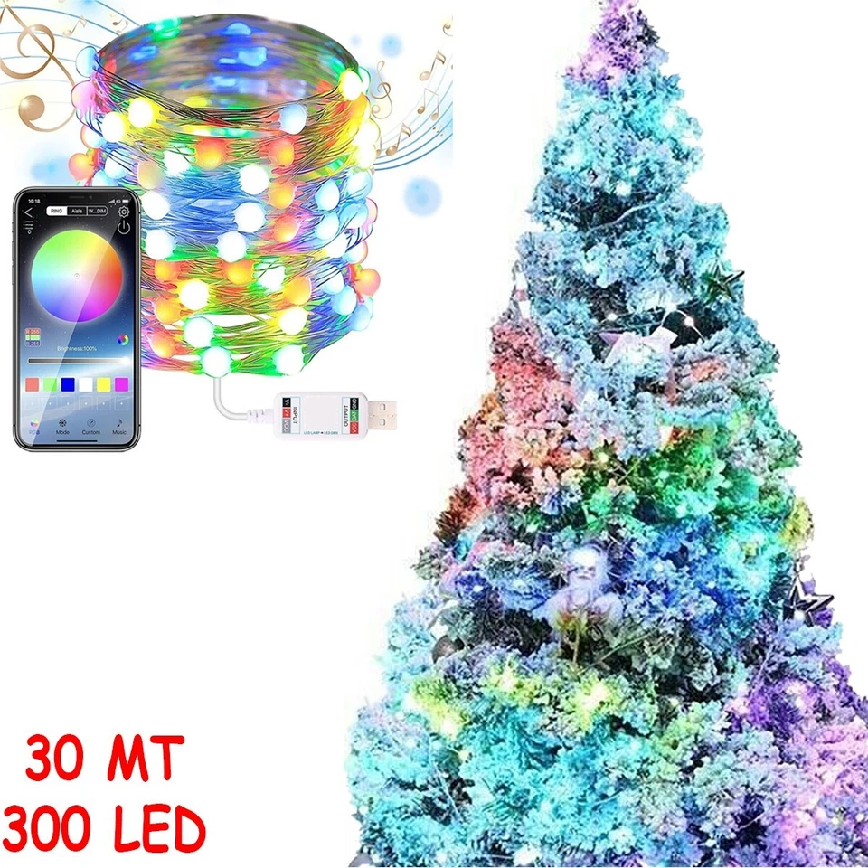 ROBERTAGOR EXTRASTAR STRISCIA 300 LED 30MT BLUETOOTH RGB SMART APP LUCI DI NATALE IP20 ALBERO