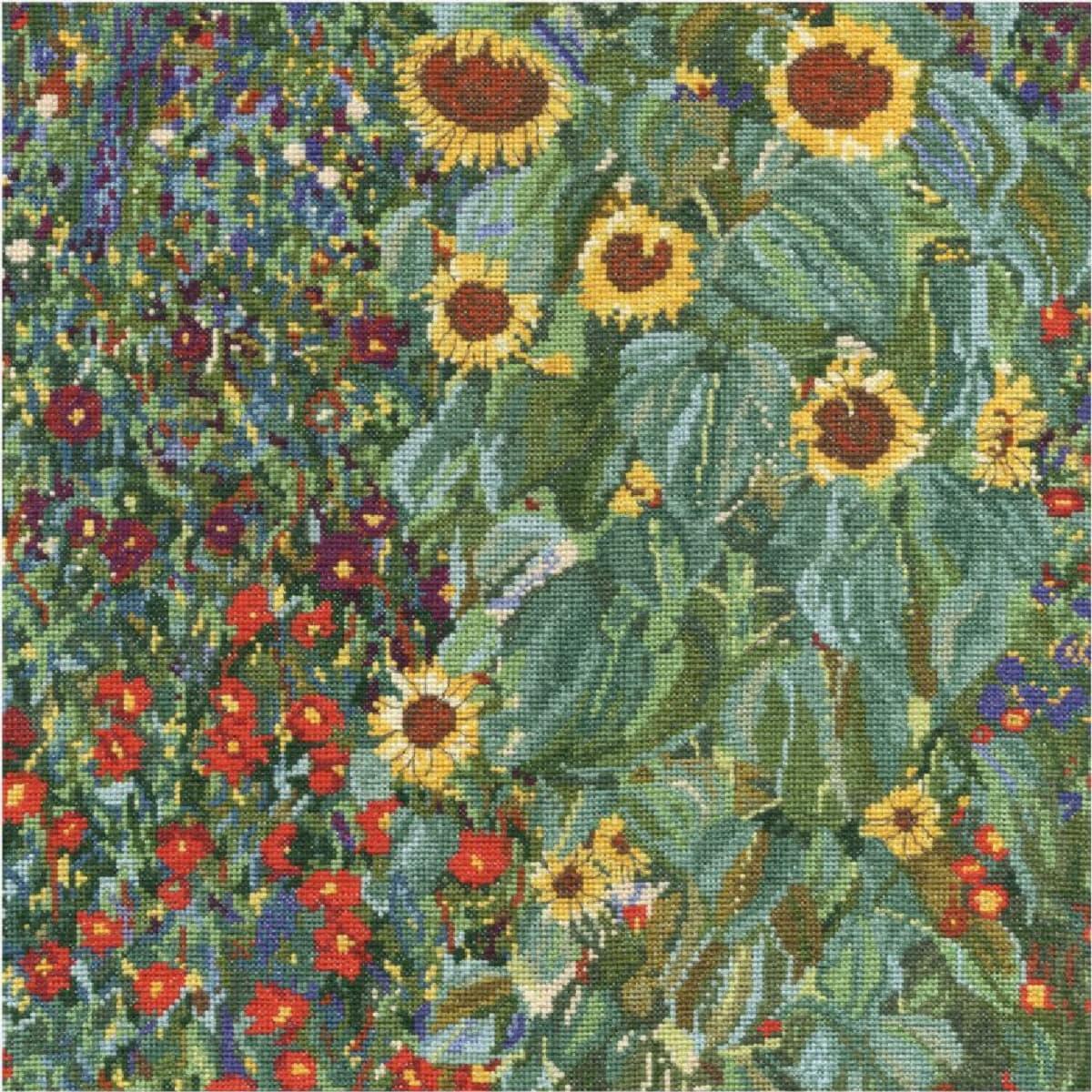 DMC counted cross stitch kit ""Farm Garden With Sunflowers by Gustav Klimt"", 28,5
