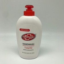 Lifebuoy Handwash "Total 10" washes away germs.