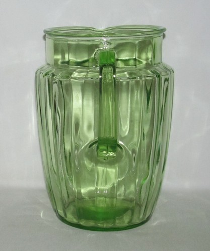 Anchor Hocking Glass PILLAR OPTIC "Log Cabin" Green Large Iced Tea Pitcher - Picture 3 of 3