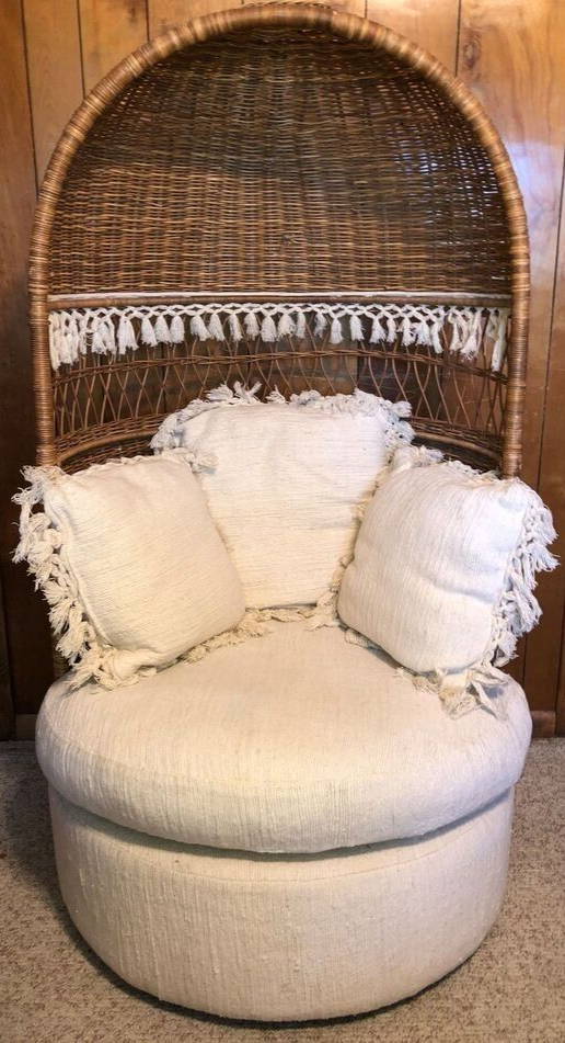 Boho Chic Vintage Rattan Dome Porter Chair