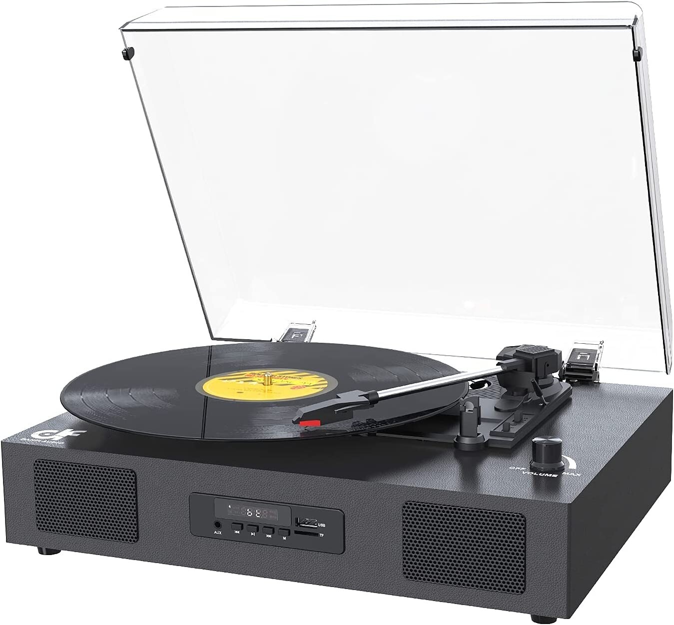 Bluetooth Turntable with Built-in Speaker & USB Recording for Vinyl Playback-image