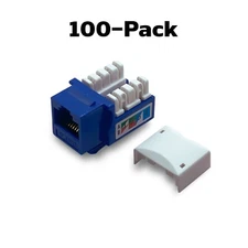 100 x CAT6 Keystone Jack Blue Ethernet 110 Punch Down 8P8P RJ45