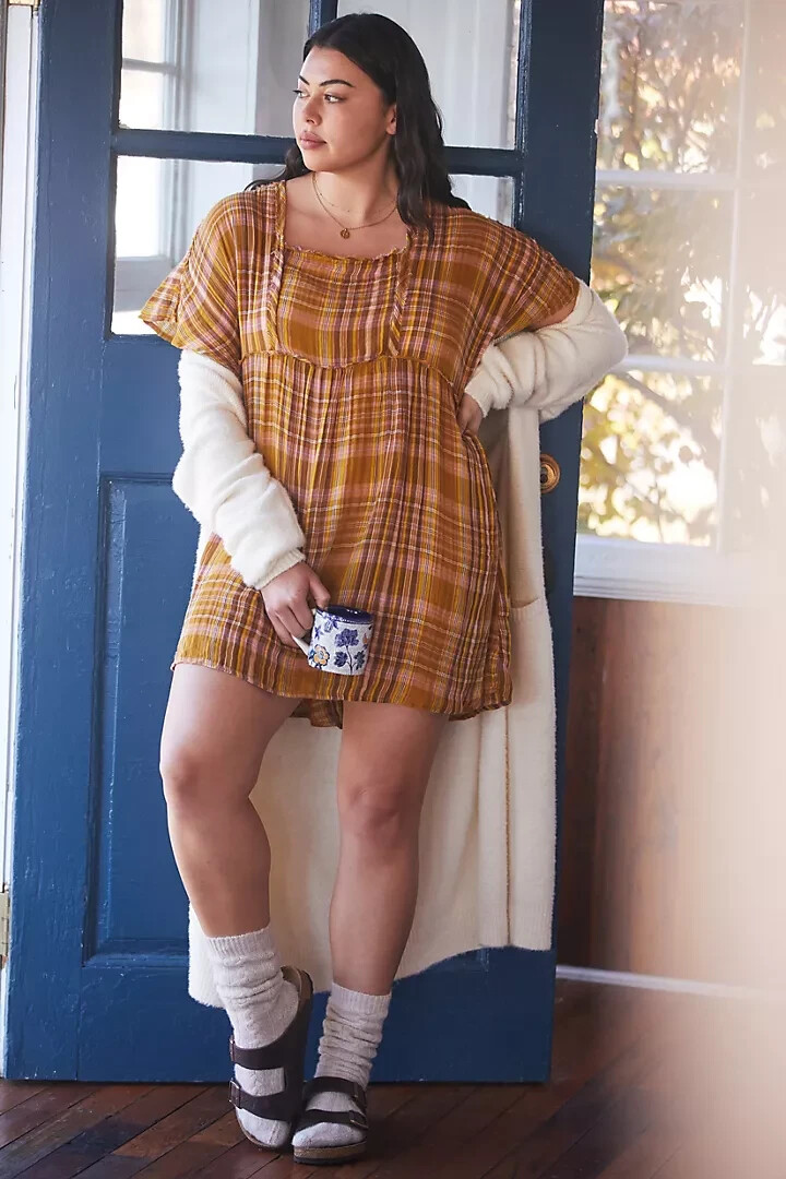 Mini Dress Anthropologie Plaid Dress Anthropologie Entro Navy Blue