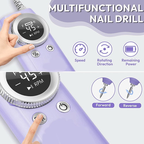 45000RPM Pro Green Electric Nail Drill File Buffer 6 Bits Manicure Pedicure Kit - Bild 17 von 26