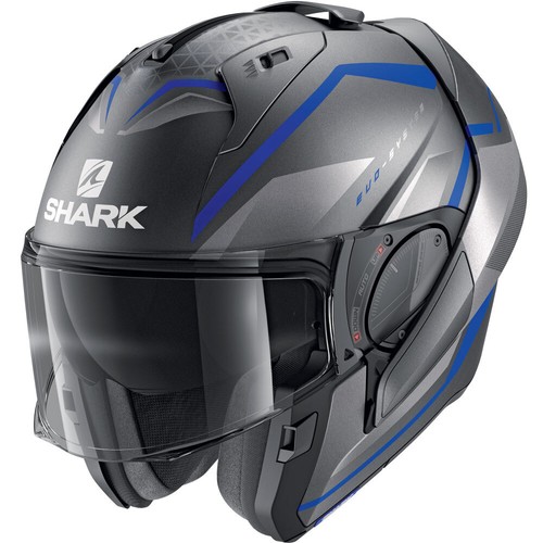 MODULARER HELM SHARK EVO-ES YARI GRAU BLAU MATT KINNSCHUTZ KLAPPBAR GR XS - Bild 3 von 4