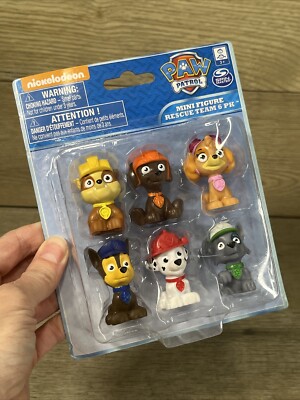 NICKELODEON Paw Patrol Mini Figure Rescue Team 6 Pack - Rubble/Skye/Zuma NIB