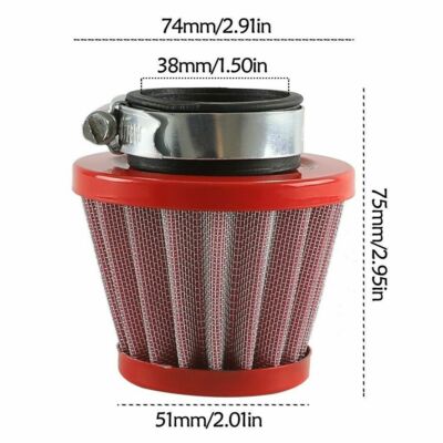 Filtre Lavable 38mm 40mm Filtre à Air Moto Universel Rouge - 38/39/40mm - Pour Scooter, ATV, Dirt Bike 50cc à 200cc Filtre Lavable 38mm 40mm Filtre à Air Moto Universel Rouge - 38/39/40mm - Pour Scooter, ATV, Dirt Bike 50cc à 200cc