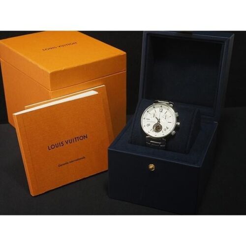 Louis Vuitton Tambour Moonstar Q8D10 Cuarzo Blanco Plateado 39mm Ss Reloj Hombre - Imagen 1 de 10