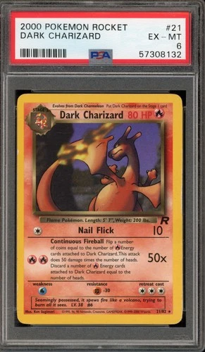 Pokemon Dark Charizard Team Rocket Unlimited NON Holo Rare #21 PSA 6