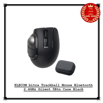 ELECOM bitra Trackball Maus Bluetooth 2,4 GHz Silent 5Btn Gehäuse Schwarz