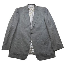 Hart Schaffner Marx Blazer Mens 48L Grey Wool Herringbone Sport Coat Made USA
