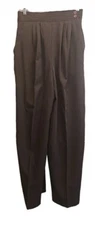 Vintage Monterey Canyon Women's 12 Gingam Trousers Side Button Pleat Front Brown