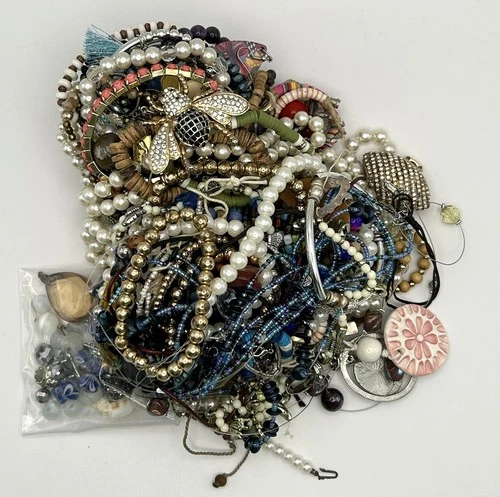 2 lbs Jewelry Lot Vintage to Now Costume Wear Craft Resell