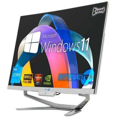 All In One I3 24'' Curved Win 11 Ram 32 Ssd 960 Gb Gpu Rx550 4Gb Gaming Computer