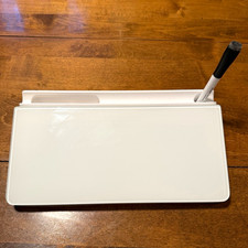 White Plastic Desktop Organizer w/ Dry Erase Lid  Marker Holder